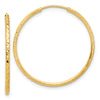 1.5mm Diamond-cut Endless Gold Tube Hoop Earrings