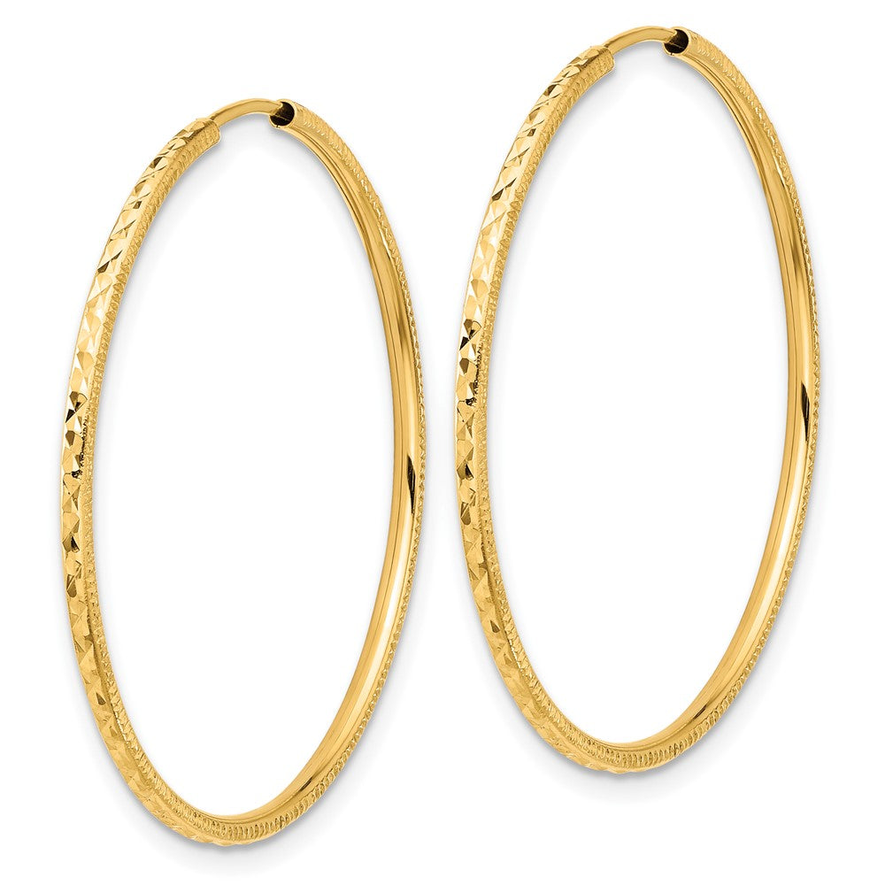 1.5mm Diamond-cut Endless Gold Tube Hoop Earrings