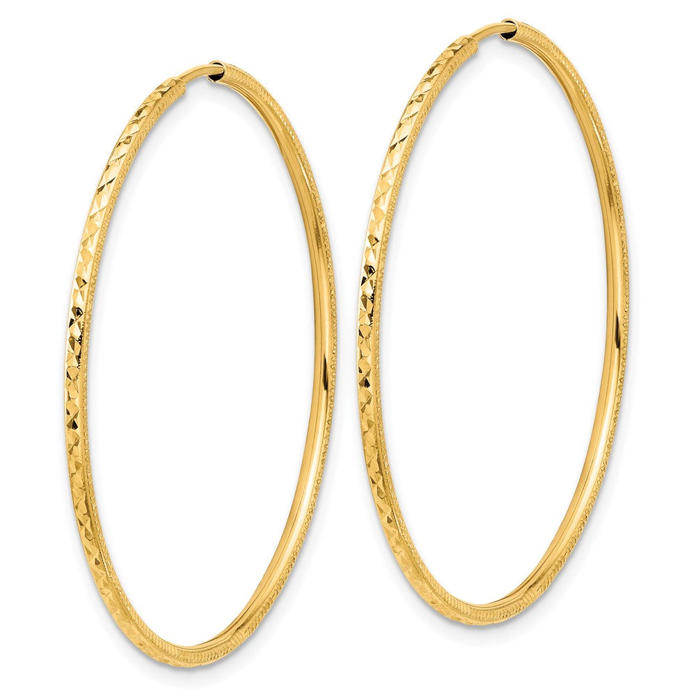 1.5mm Diamond-cut Endless Gold Tube Hoop Earrings
