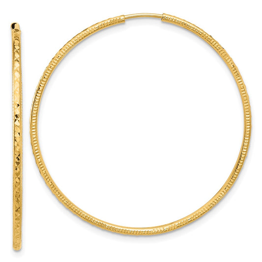 1.5mm Diamond-cut Endless Gold Tube Hoop Earrings