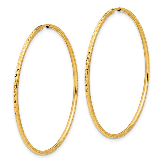 1.5mm Diamond-cut Endless Gold Tube Hoop Earrings