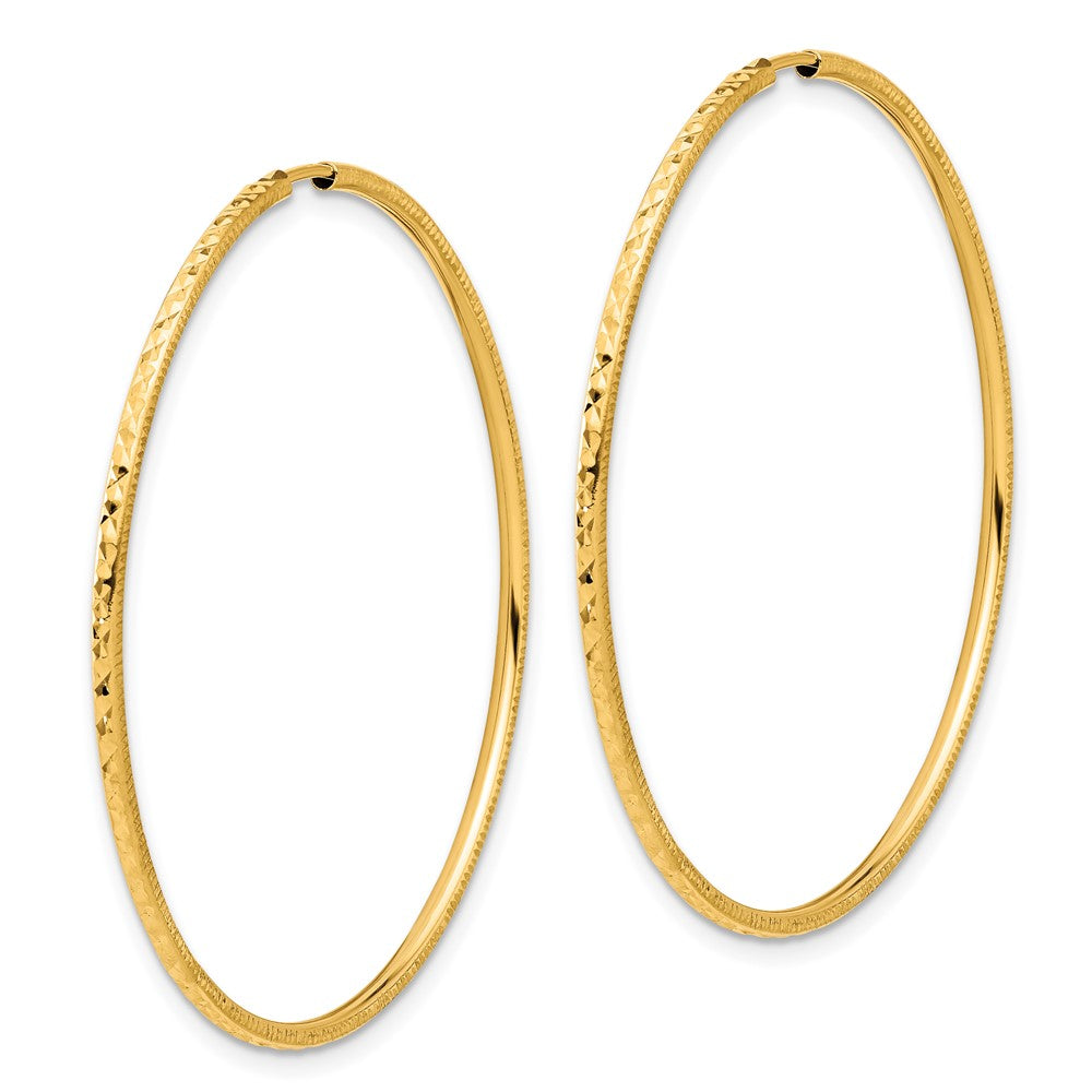 1.5mm Diamond-cut Endless Gold Tube Hoop Earrings