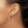 14k 2.00x40mm Polished and Satin Diamond-cut Endless Tube Hoop Earrings