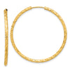 14k 2.00x40mm Polished and Satin Diamond-cut Endless Tube Hoop Earrings