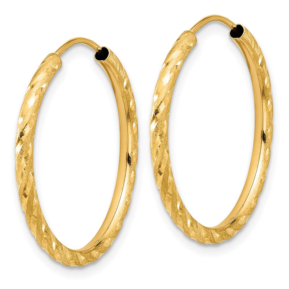 2mm Satin Diamond-cut Endless Gold Hoop Earrings