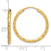14k 2.00x25mm Polished and Satin Diamond-cut Endless Tube Hoop Earrings