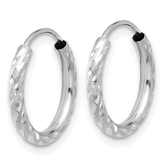 2mm Satin Diamond-cut Endless Gold Hoop Earrings