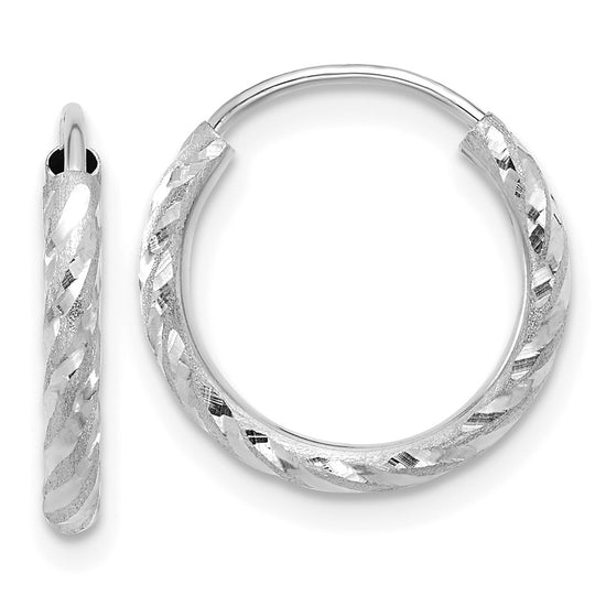 2mm Satin Diamond-cut Endless Gold Hoop Earrings
