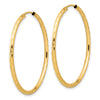 14k 2.00x40mm Polished and Satin Diamond-cut Endless Tube Hoop Earrings