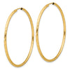 14k 2.00x50mm Polished and Satin Diamond-cut Endless Tube Hoop Earrings