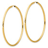 14k 2.00x55mm Polished and Satin Diamond-cut Endless Tube Hoop Earrings