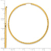 14k 2.00x55mm Polished and Satin Diamond-cut Endless Tube Hoop Earrings