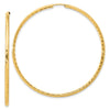14k 2.00x55mm Polished and Satin Diamond-cut Endless Tube Hoop Earrings