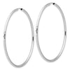 14k White Gold 2.00x55mm Polished and Satin Diamond-cut Endless Tube Hoop Earrings