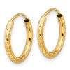 14k 2.00x15mm Polished and Satin Diamond-cut Endless Tube Hoop Earrings