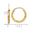 14k 2.00x15mm Polished and Satin Diamond-cut Endless Tube Hoop Earrings
