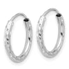 14k White Gold 2.00x16mm Polished and Satin Diamond-cut Endless Tube Hoop Earrings