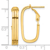 14K 4.4x25mm Polished Oval Omega Back Tube Hoop Earrings