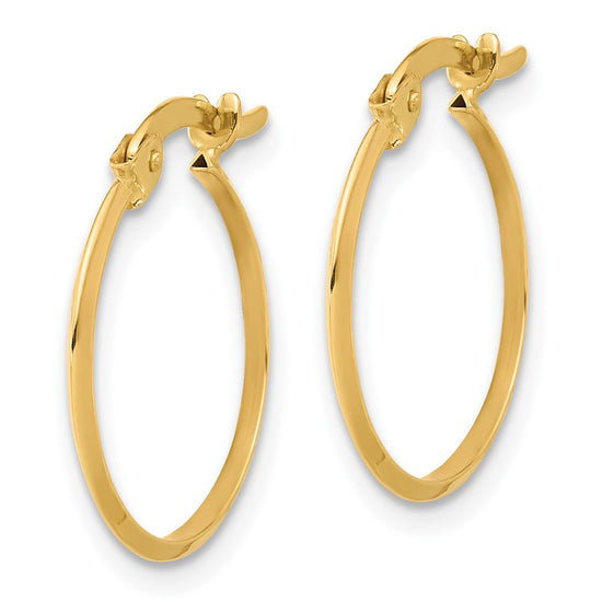 14K 1.1x18mm Polished Knife-Edge Tube Hoop Earrings