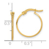 14K 1.1x18mm Polished Knife-Edge Tube Hoop Earrings