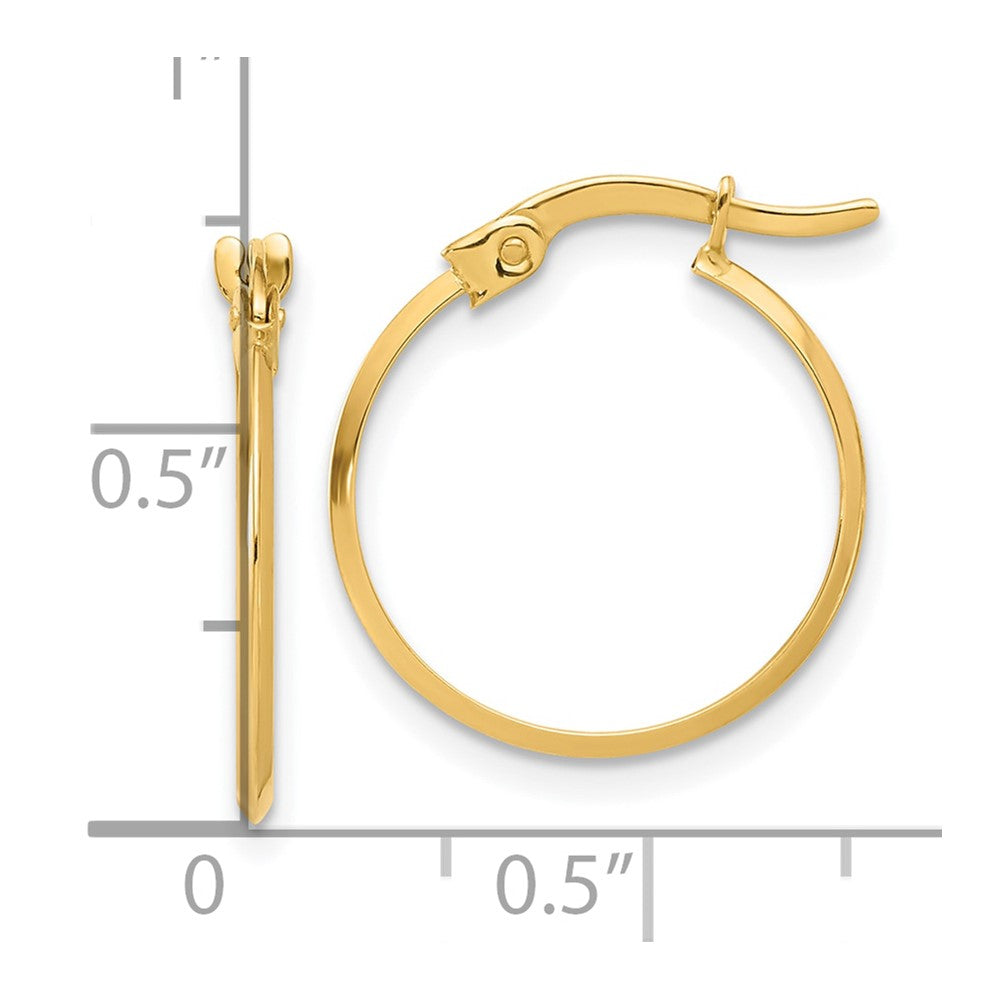 14K 1.1x18mm Polished Knife-Edge Tube Hoop Earrings