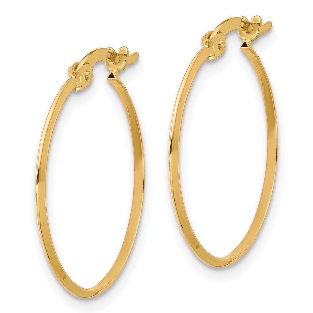 14K 1.1x23mm Polished Knife-Edge Tube Hoop Earrings