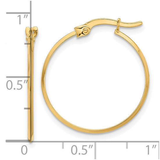 14K 1.1x23mm Polished Knife-Edge Tube Hoop Earrings