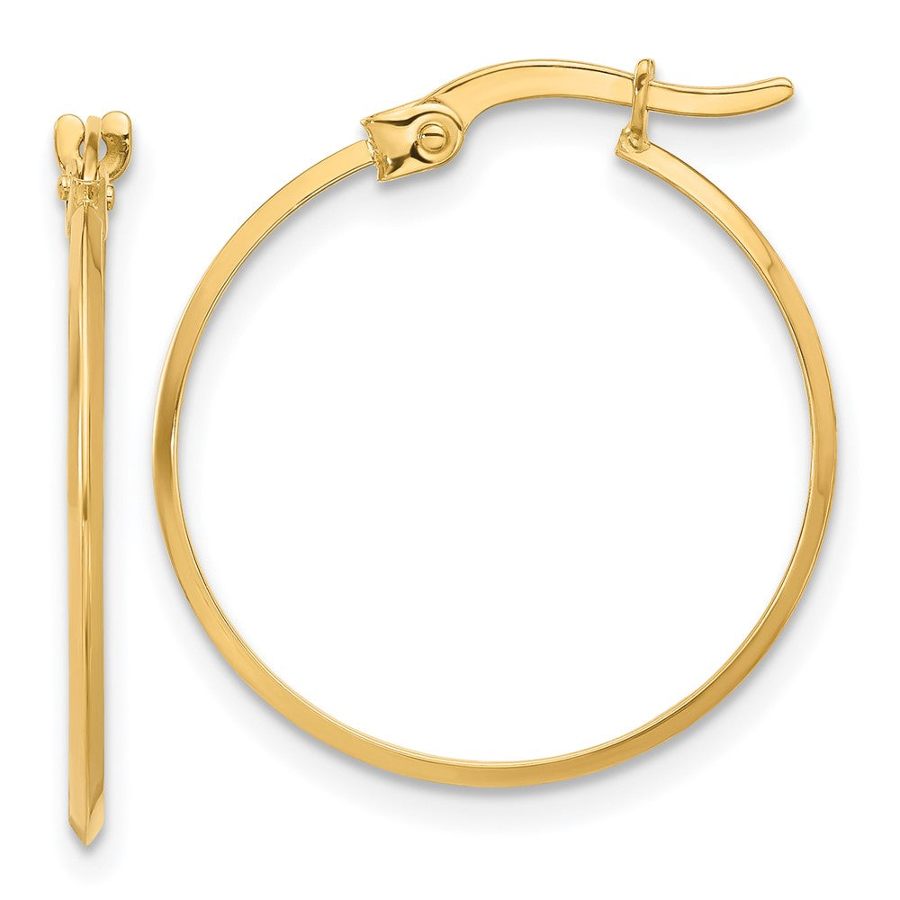 14K 1.1x23mm Polished Knife-Edge Tube Hoop Earrings