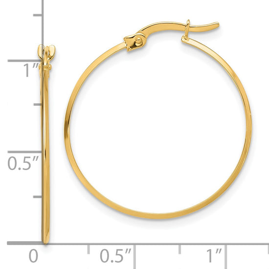 14K 1.1x26mm Polished Knife-Edge Tube Hoop Earrings