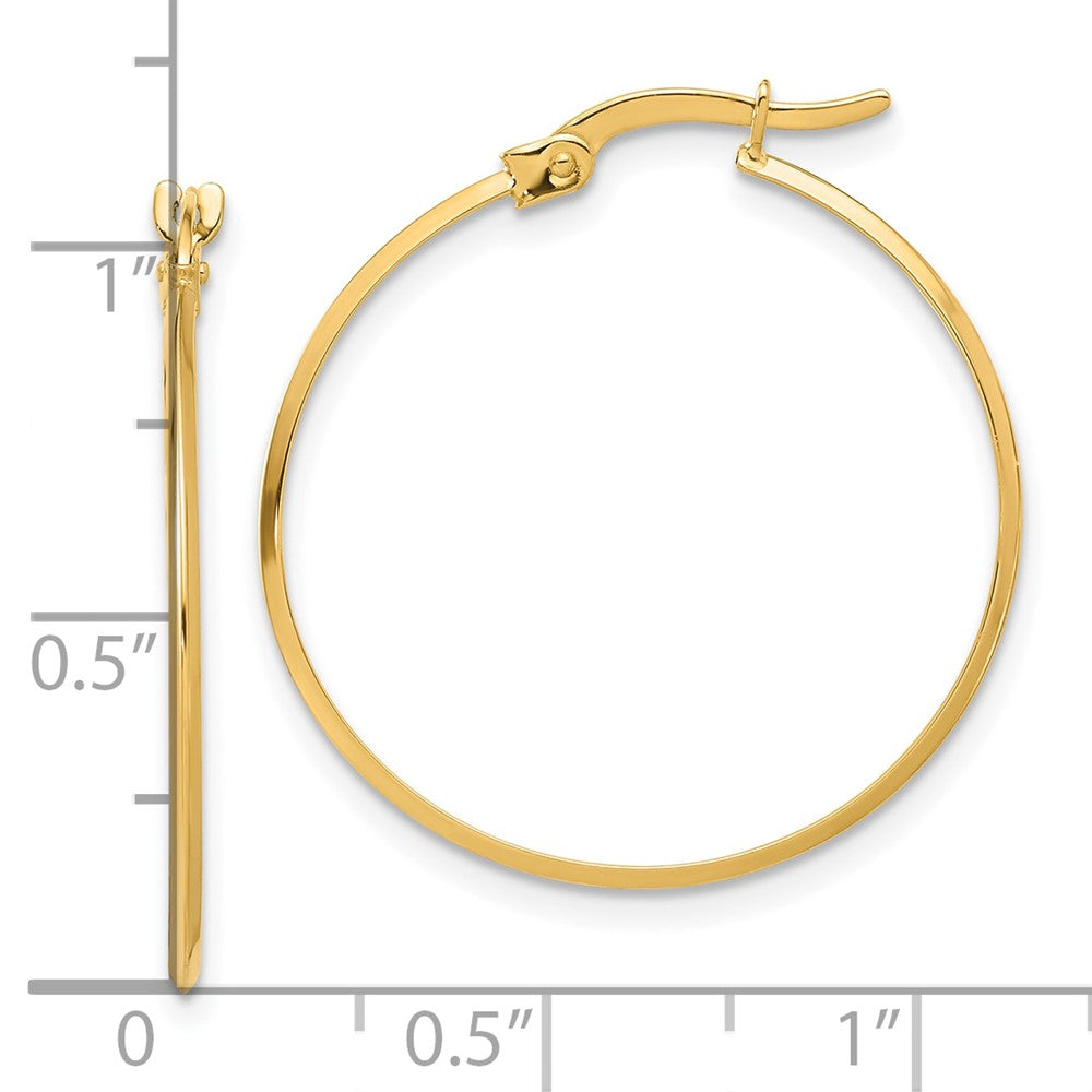 14K 1.1x26mm Polished Knife-Edge Tube Hoop Earrings