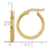 14K 2.25x20mm Polished Diamond-cut Knife-Edge Tube Hoop Earrings