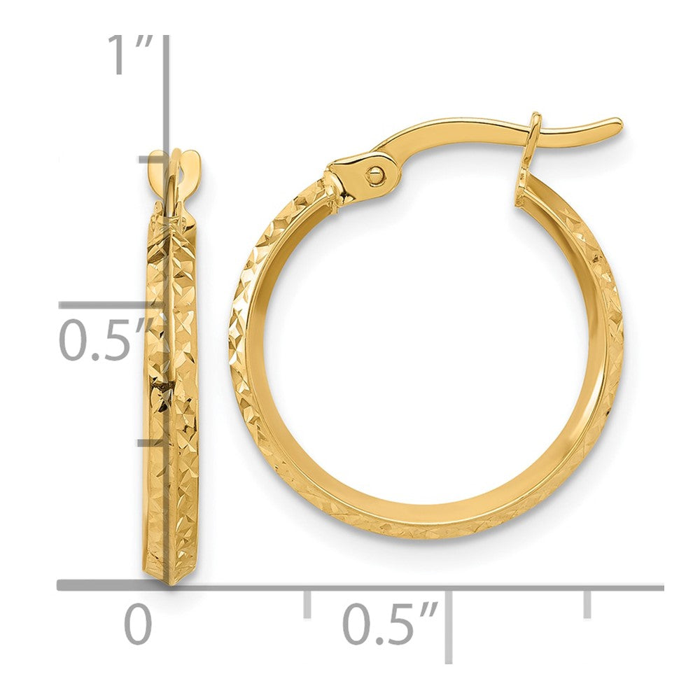 14K 2.25x20mm Polished Diamond-cut Knife-Edge Tube Hoop Earrings