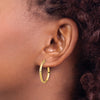 14K 2.25x25mm Polished Diamond-cut Knife-Edge Tube Hoop Earrings