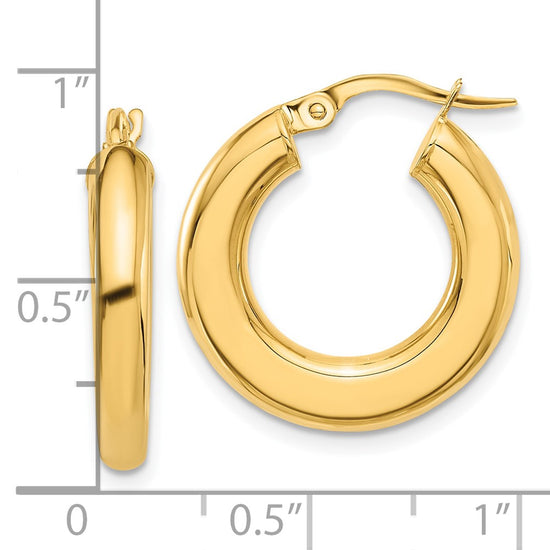 14K 3x23mm Polished Tube Hoop Earrings