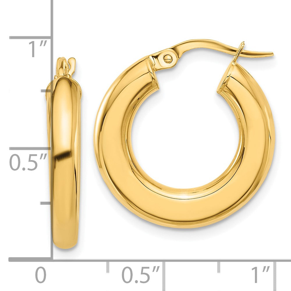 14K 3x23mm Polished Tube Hoop Earrings