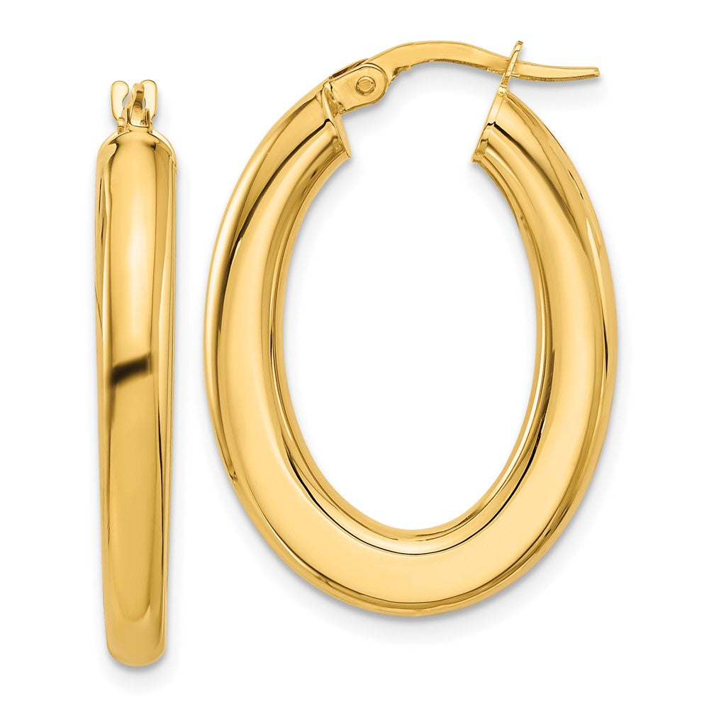 Gold Half Round Oval Hoop Earrings
