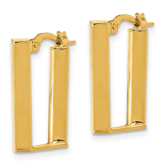 14K 4x28mm Polished U-Shape Tube Hoop Earrings