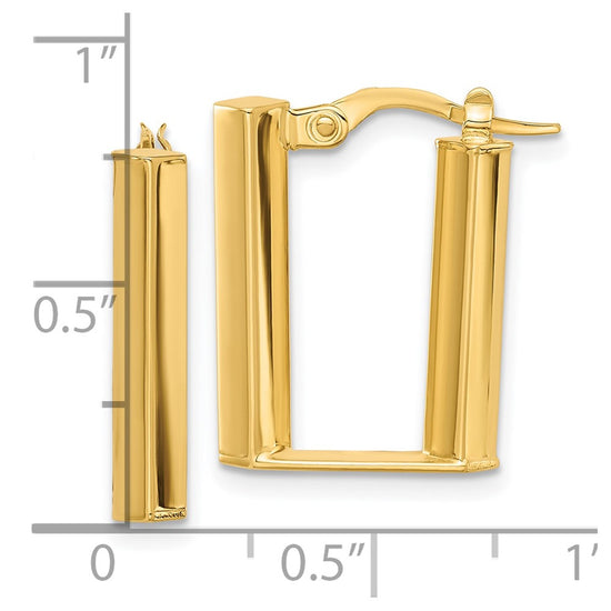14K 4x28mm Polished U-Shape Tube Hoop Earrings