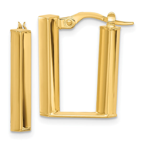 14K 4x28mm Polished U-Shape Tube Hoop Earrings