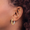 14K with White Rhodium Polished and Diamond-cut Hoop Earrings
