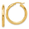 14K Polished and Diamond-cut Hoop Earrings