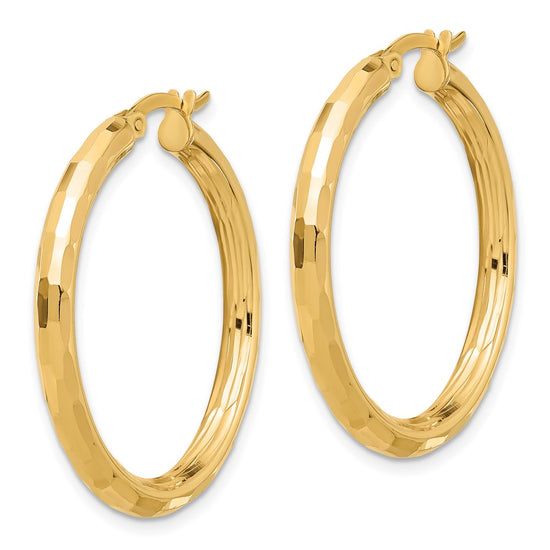 3mm Gold Polish Diamond-cut Hoop Earrings