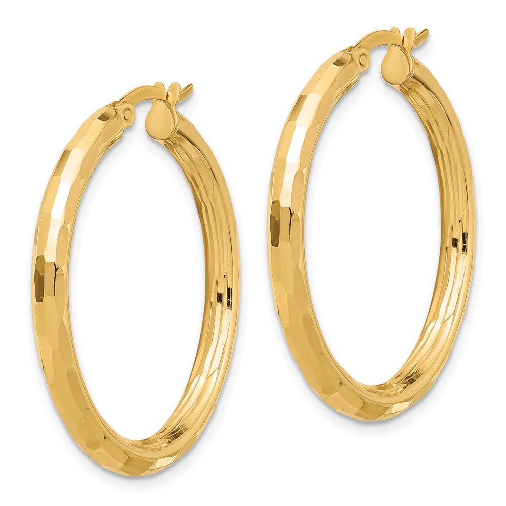 3mm Gold Polish Diamond-cut Hoop Earrings