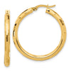 14K Polished and Diamond-cut Hoop Earrings