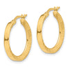 14K 2.75x22mm Polished and Diamond-cut Tube Hoop Earrings