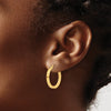 14K 2.75x22mm Polished and Diamond-cut Tube Hoop Earrings