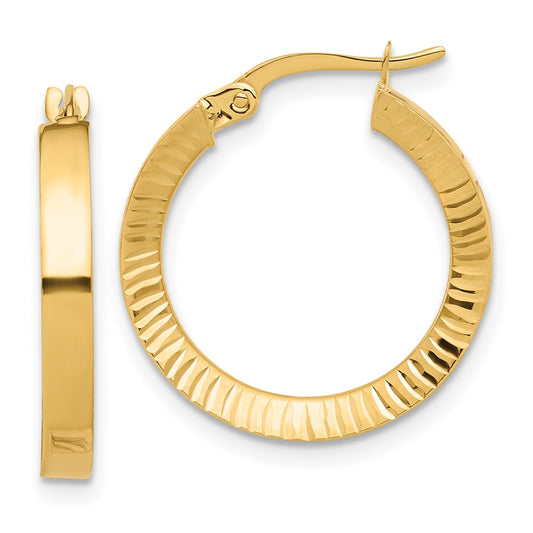 Gold Polished and D/C Square Tube Hoop Earrings