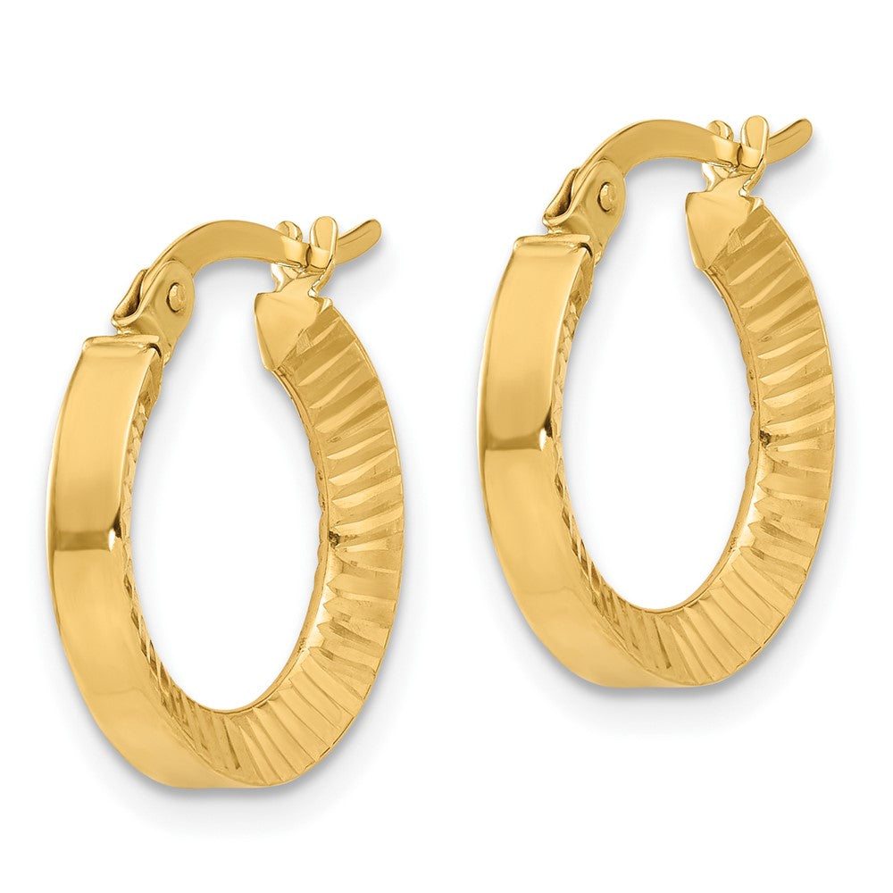 Gold Polished and D/C Square Tube Hoop Earrings
