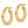 14K 2.75x18mm Polished and Diamond-cut Tube Hoop Earrings