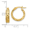 14K Polished 4mm Diamond Cut Hoop Earrings